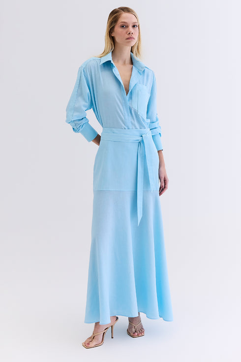 CAMISA LINHO COM SARJA AZUL